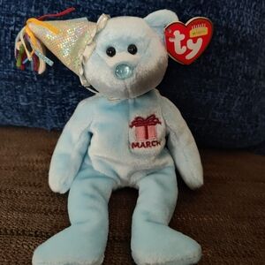 Ty March Birthday Bear Beanie Baby